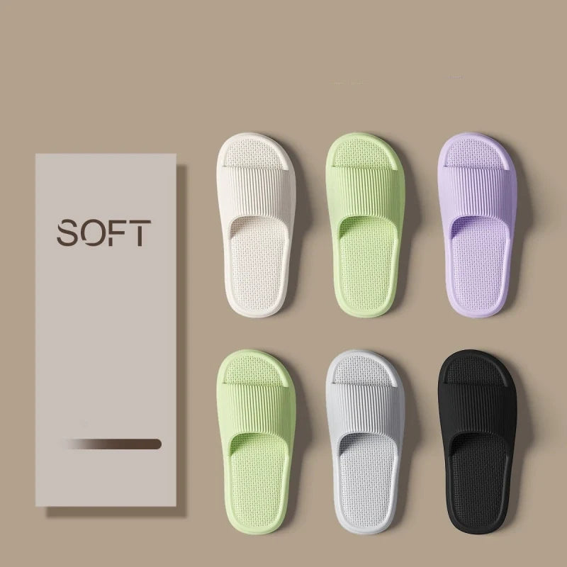 Women Summer Concise EVA Slippers Men Soft Home Slides Couples Bathroom Non-slip Sandals Adults Comfortable Outdoor Beach Shoes
