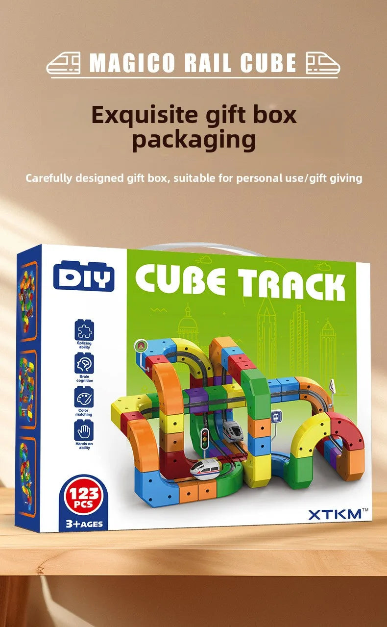 Children Magic Track Train Electric Assembled Building Blocks Magnetic Rail Car Maze Educational Toys for Kids Christmas Gifts