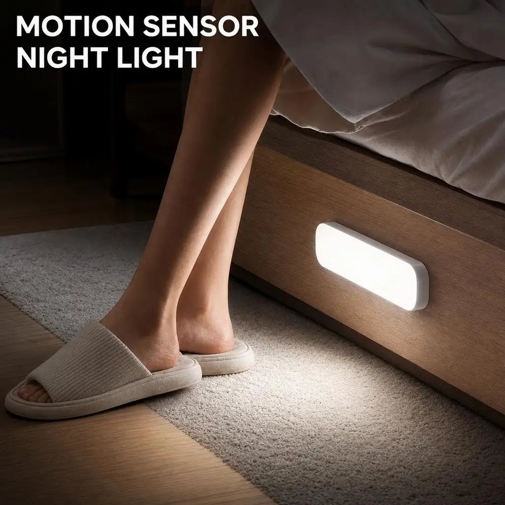 LED Motion Sensor Night Light USB Rechargeable Magnetic Under Cabinet Lighting Wireless Closet Lamp For Kitchen Wardrobe