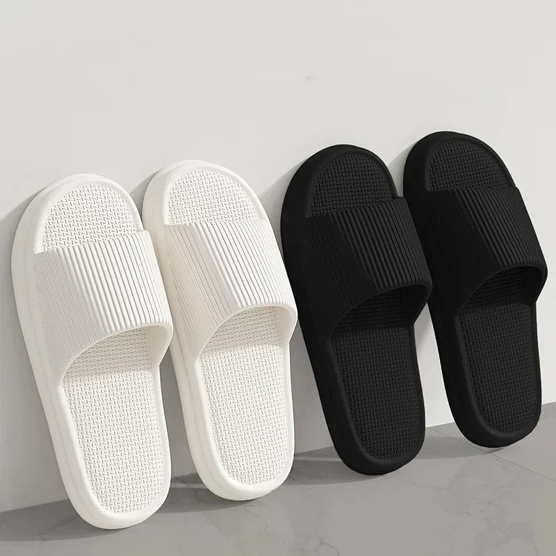 Women Summer Concise EVA Slippers Men Soft Home Slides Couples Bathroom Non-slip Sandals Adults Comfortable Outdoor Beach Shoes