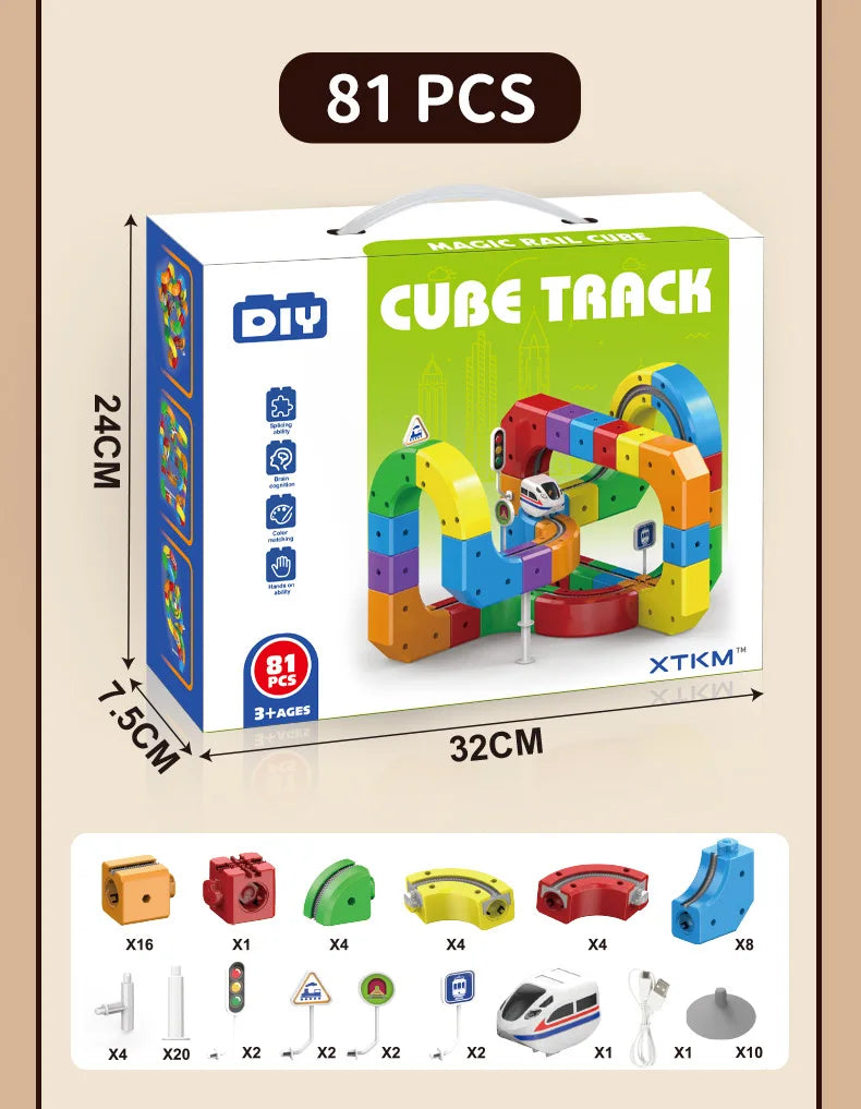 Children Magic Track Train Electric Assembled Building Blocks Magnetic Rail Car Maze Educational Toys for Kids Christmas Gifts
