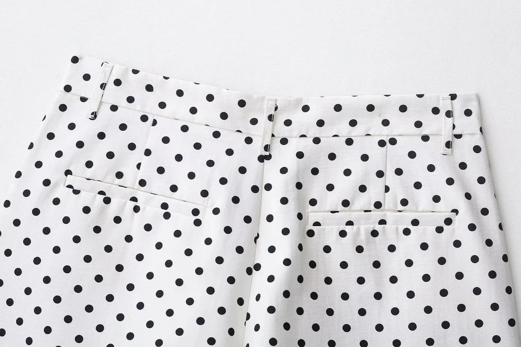 HH Fashion Women's Polka Dot Print Short Coats Autumn Long Sleeves Turtleneck Zipper With Pockets Drawstring Casual Jacket