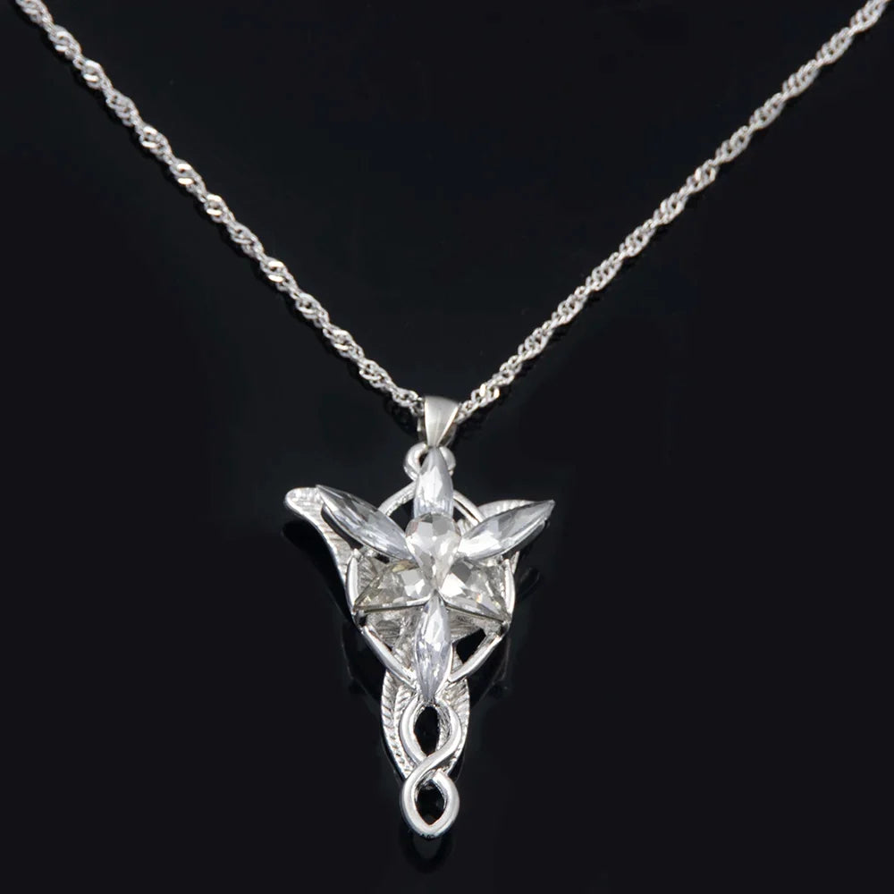 Movie The Lord Arwen Evenstar Necklace Elf Princess Arwen Twilight Star Crystal Pendant Necklaces for Women Choker Jewelry Gift