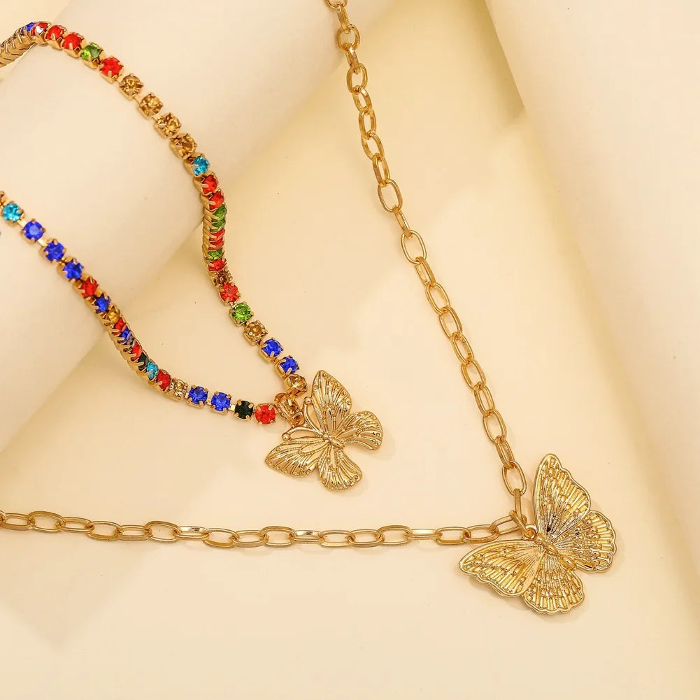 Vintage Butterfly Necklace Women Golden Stainless Steel Blade Snake Chains Aesthetic Charms Choker Women jewelry Gift To Mujer
