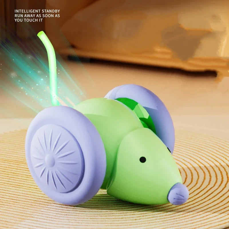 Interactive Cat Toy Electric Mouse Car Automatic Teaser Kitten Pet Toys Rechargeable Intelligent Obstacle Avoidance Cat Car Toy