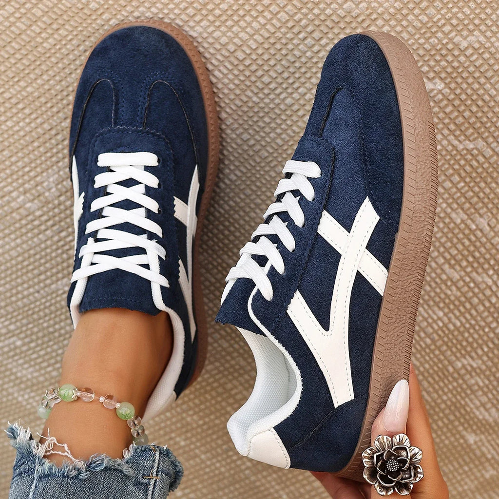 Women Sneakers 2026 Fashion Casual Flats Vulcanize Shoes Round Toe Lace Up Comfortable Flat Shoes for Women Zapatos De Mujer