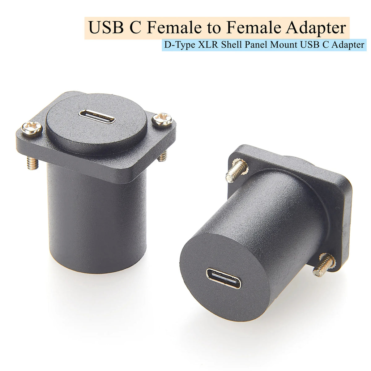 10Gbps USB C to USB C Panel Mount Adapter D-Type XLR Shell Type C 3.1 Female to Female Straight Connector Mounting Socket