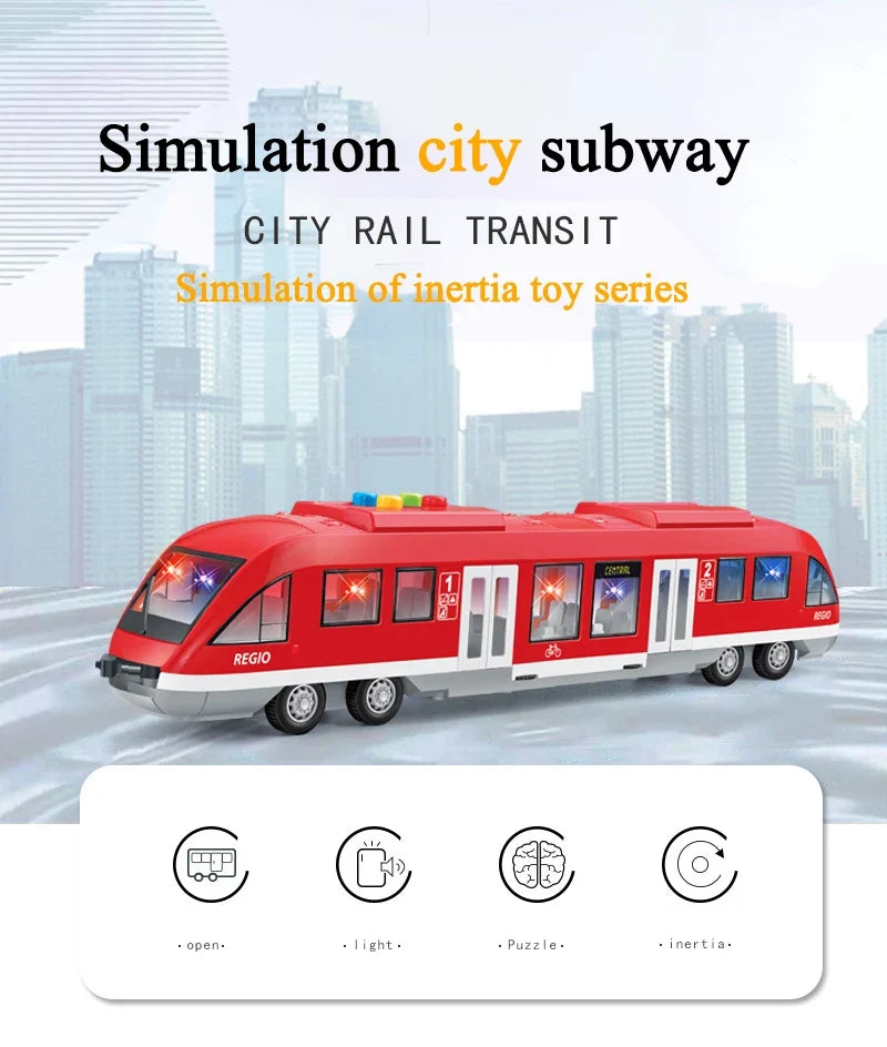 Oversized 45CM Subway Toy Model Train Simulation Light Rail Train with Light Music Toy Car Model Gifts