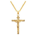 Fashion Crucifix Jesus Christ Men Jewelry Gold Brown Silver Color Metal Cross Pendant With Neck Chain Necklaces For Women