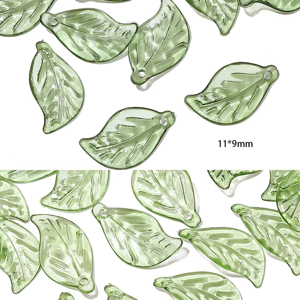 100pcs Acrylic Mini Small Tree Leaf Hand Beaded DIY Handmade Necklace Earrings Loose Bead Separated Bead Jewelry Accessory Mater