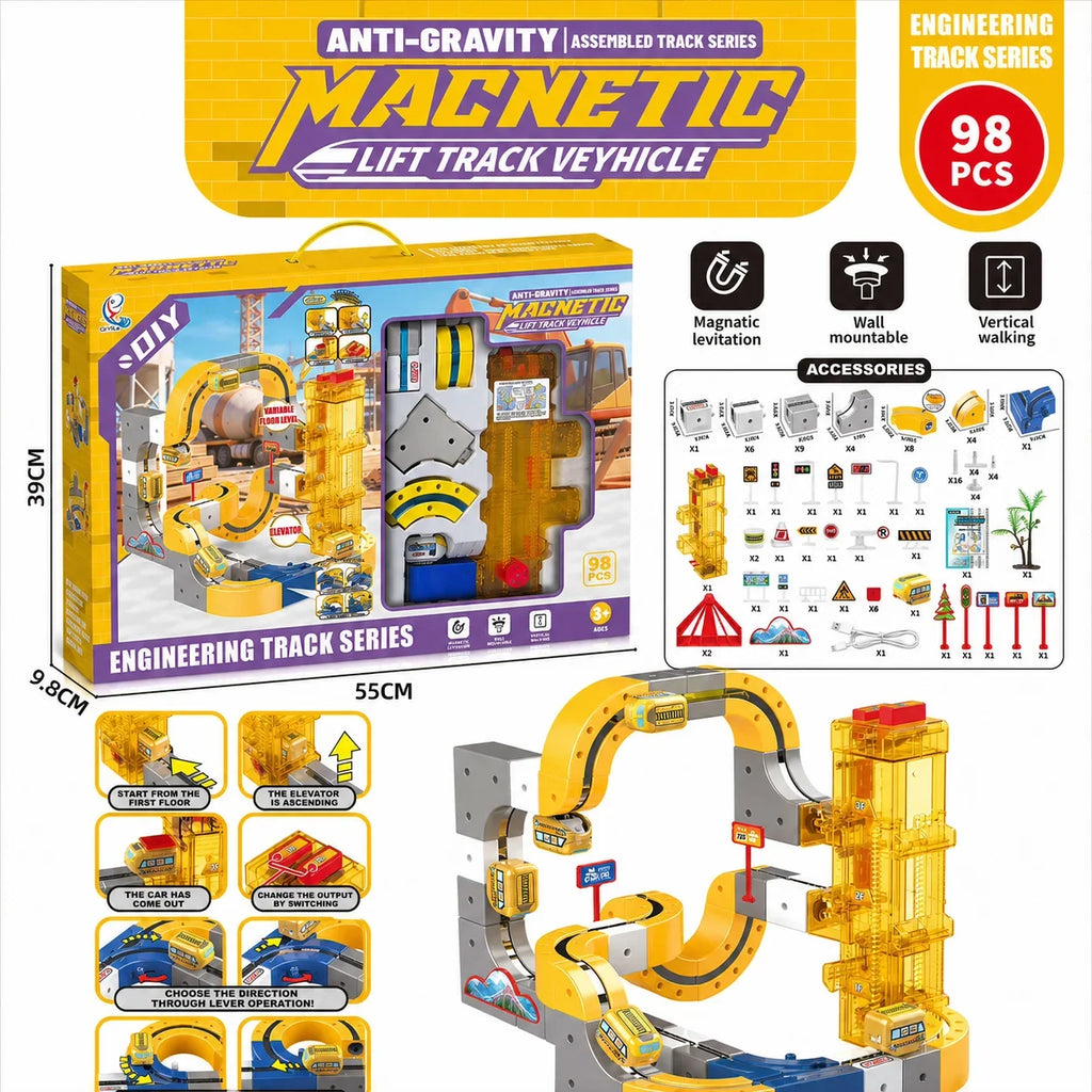 Lifting Style Magnetic Track Car Anti-Gravity Toy Assembly Lift Elevator DIY New Suspension Rail Train Educational Toys For Kids
