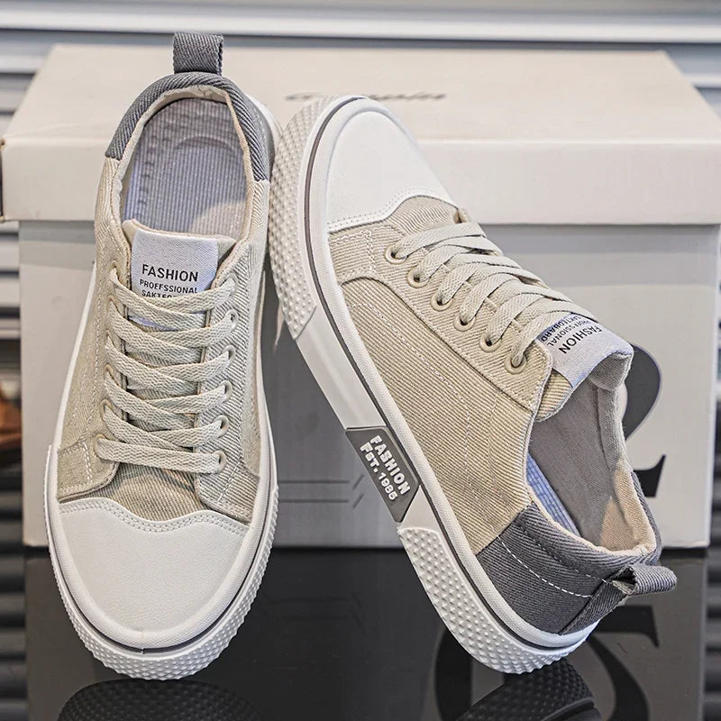 Canvas shoes four seasons men's casual shoes students flat shoes fashion soft-sole outdoor walking shoes youth Joker board shoes