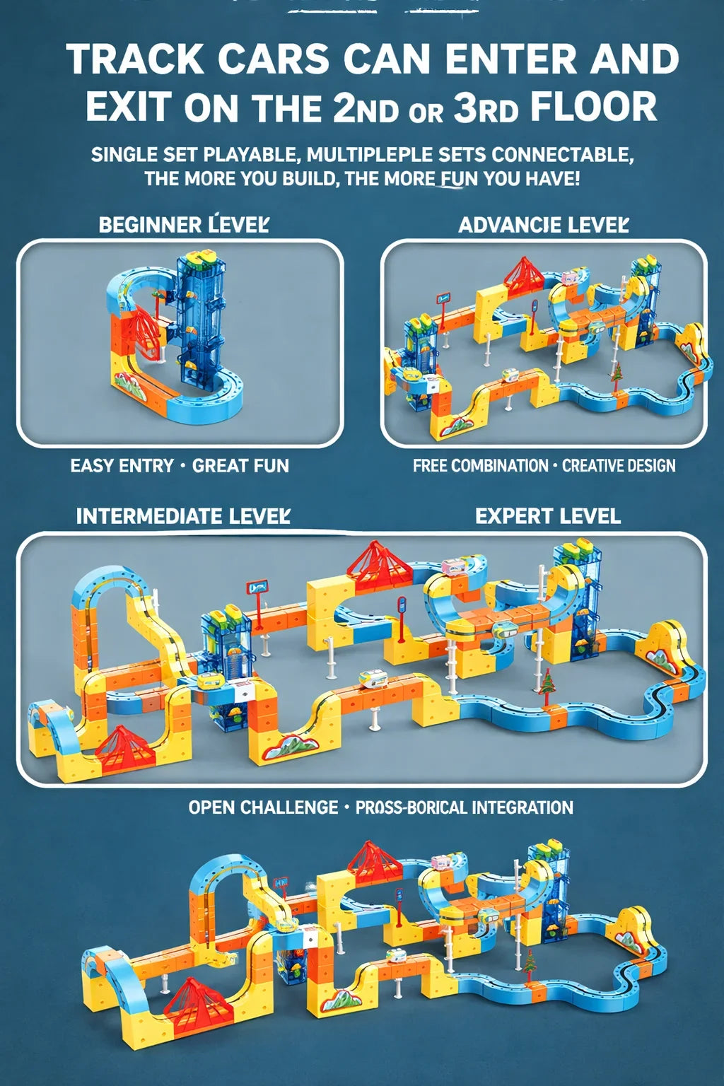 Lifting Style Magnetic Track Car Anti-Gravity Toy Assembly Lift Elevator DIY New Suspension Rail Train Educational Toys For Kids