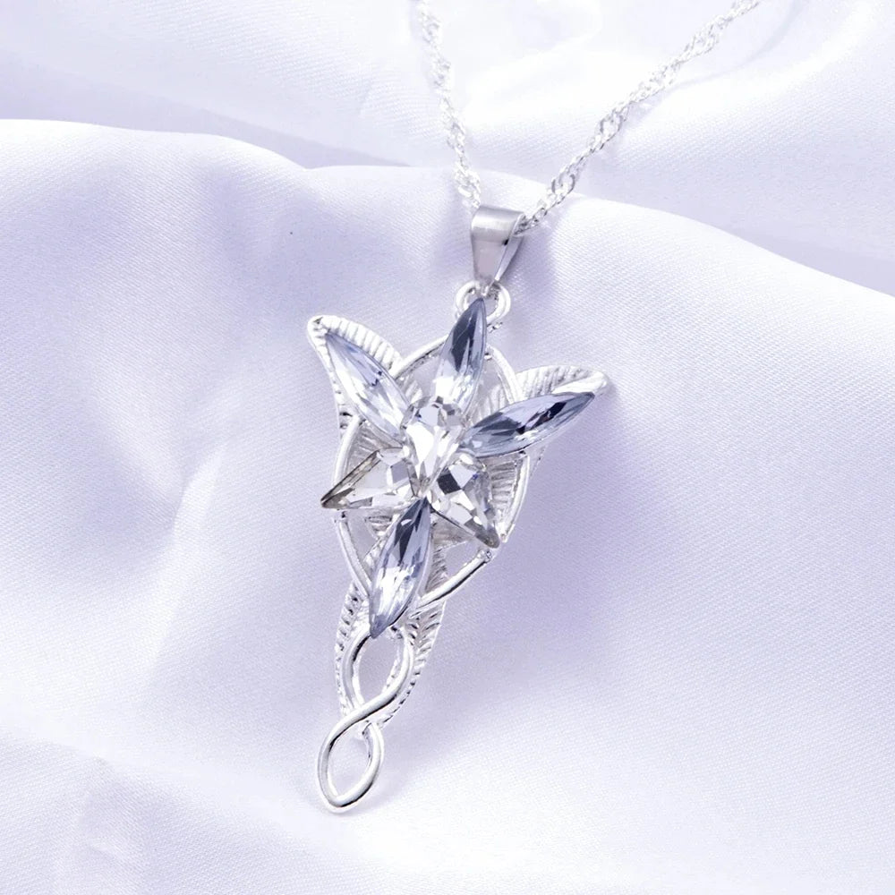 Movie The Lord Arwen Evenstar Necklace Elf Princess Arwen Twilight Star Crystal Pendant Necklaces for Women Choker Jewelry Gift