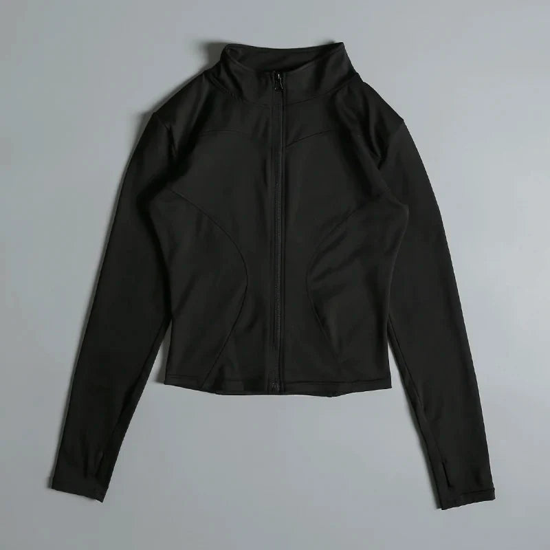 Women Zip Fitness Yoga Shirt Long Sleeve Sports Jacket Gym Top Activewear Running Coats Workout Clothes Woman