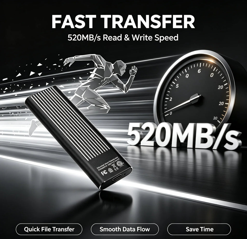 Portable External SSD USB3.2, High Speed 1TB-16TB Solid State Drive, Lightweight Pocket Design for Laptop, Desktop, Mac & Phone