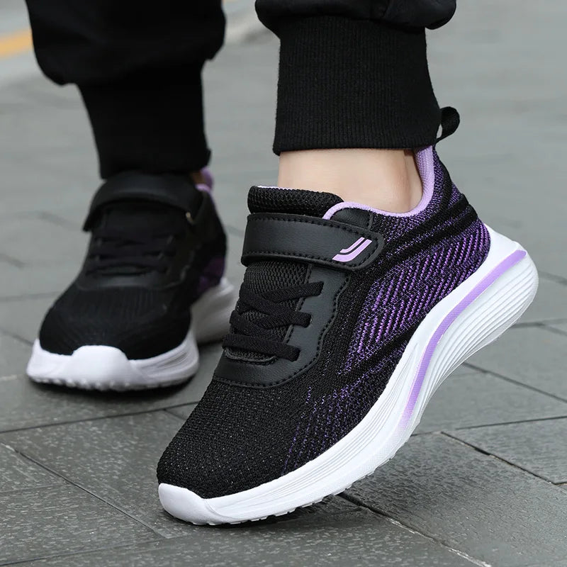 Knit Girls Tenis Sneaker Children Shoes 4-12 Years Lightweight Soft Platform Kids Casual Shoes Sports Sneaker for Girls