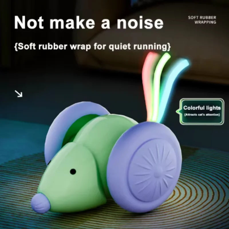 Interactive Cat Toy Electric Mouse Car Automatic Teaser Kitten Pet Toys Rechargeable Intelligent Obstacle Avoidance Cat Car Toy
