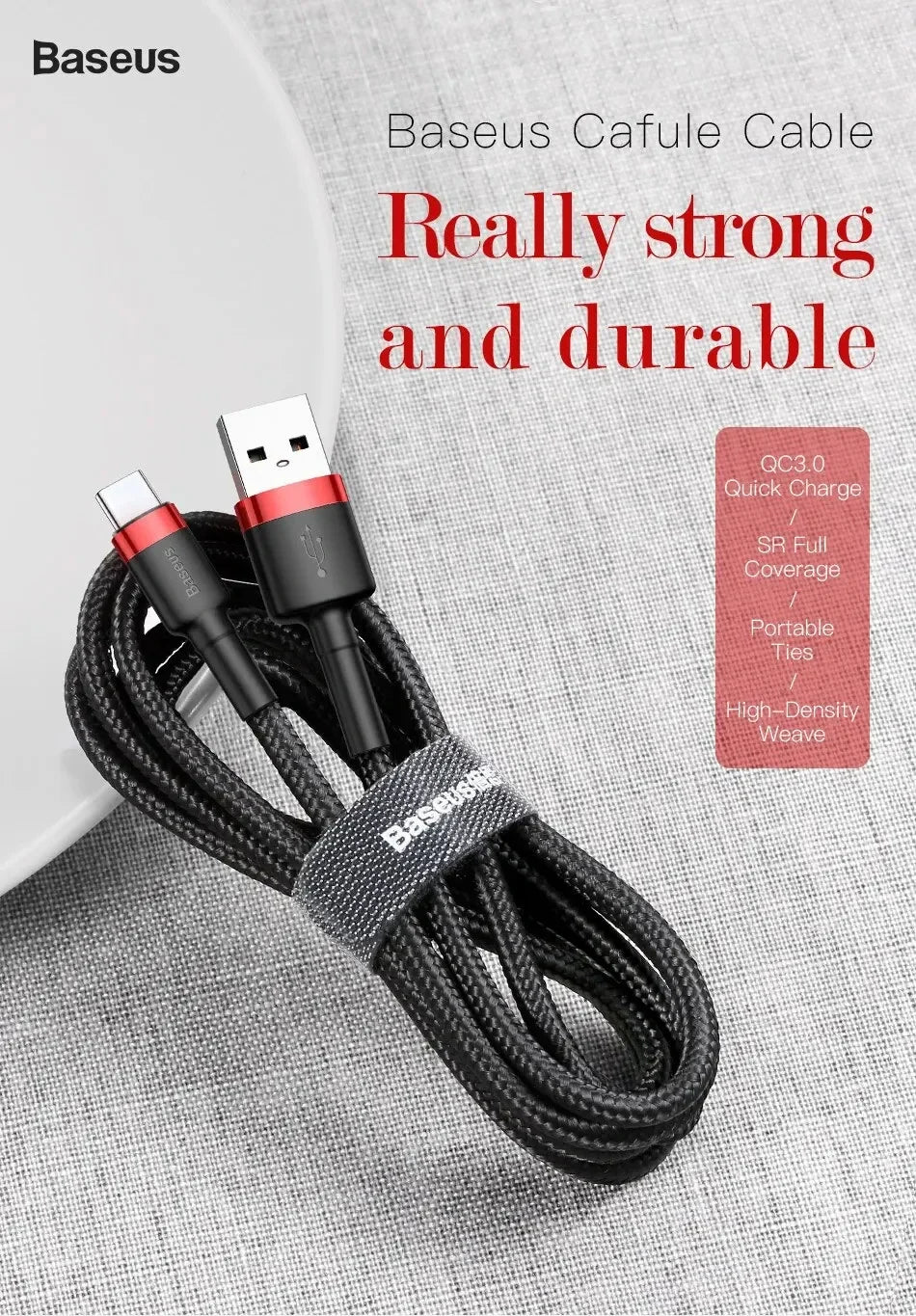 Baseus USB C Cable for oneplus 12 Quick Charge 3.0USB C Cable Fast Charging Cable Type C for Huawei Xiaomi 13 USB-C Charger Wire