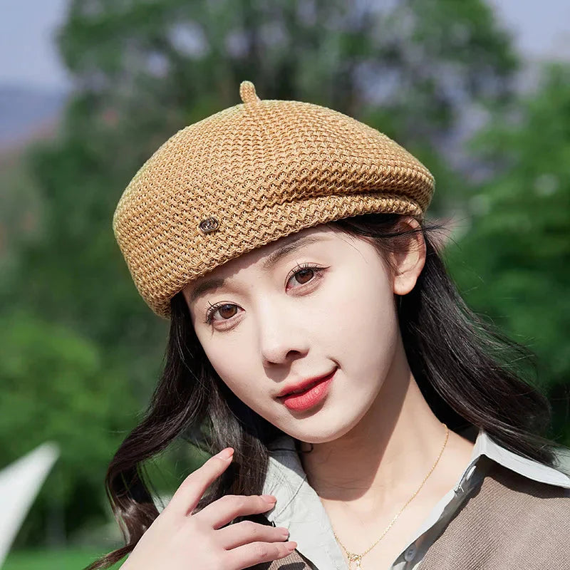 Women’s Pleated Paper Straw Beret