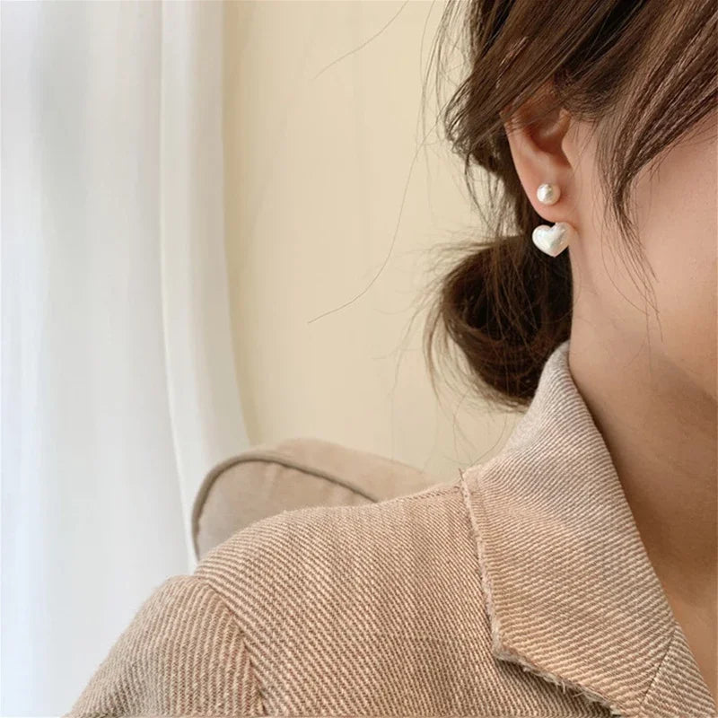 New Fashion love Heart Pearl Earrings for Women Sweet Elegant Temperament Drop Earring Trend Jewelry Accessories