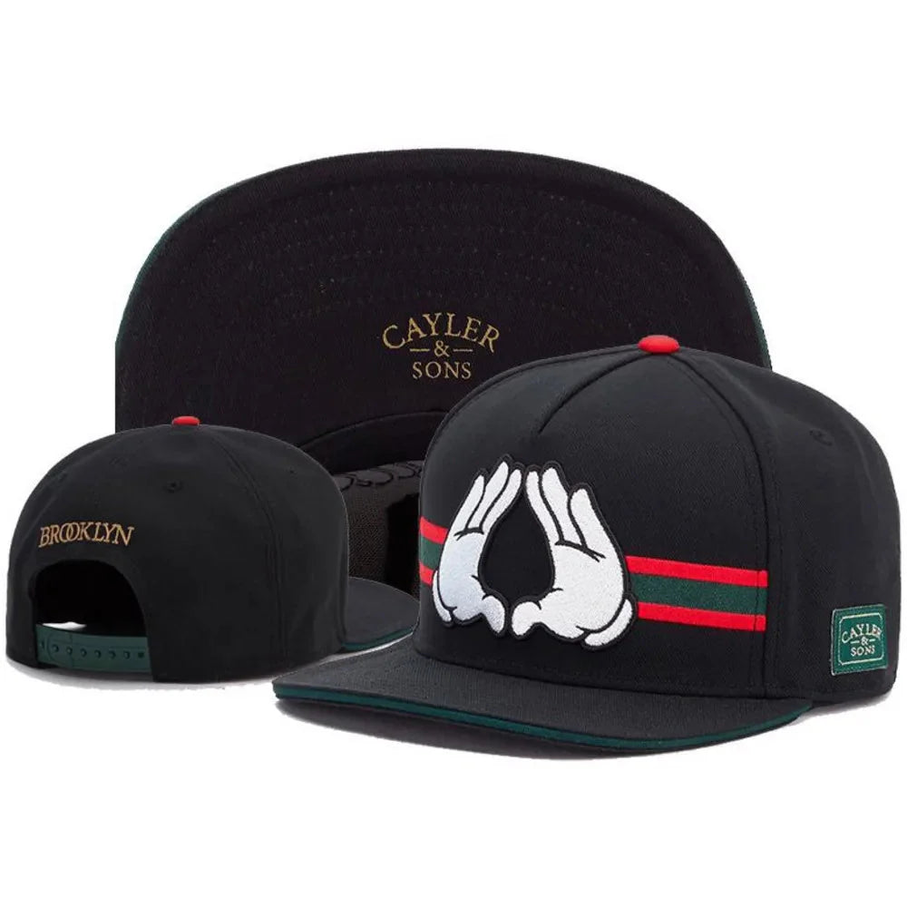 Skull Hand Snapback Hat – Flat Bill Adjustable Baseball Cap