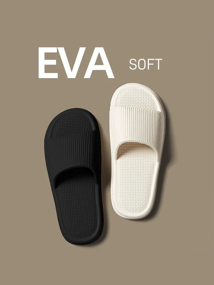 Women Summer Concise EVA Slippers Men Soft Home Slides Couples Bathroom Non-slip Sandals Adults Comfortable Outdoor Beach Shoes