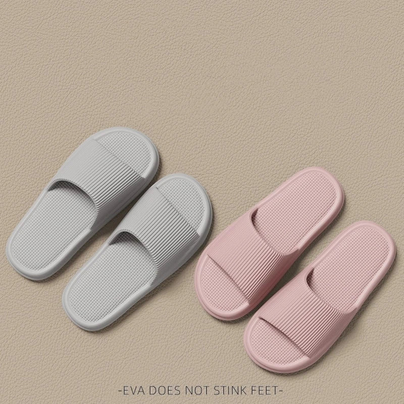 Women Summer Concise EVA Slippers Men Soft Home Slides Couples Bathroom Non-slip Sandals Adults Comfortable Outdoor Beach Shoes