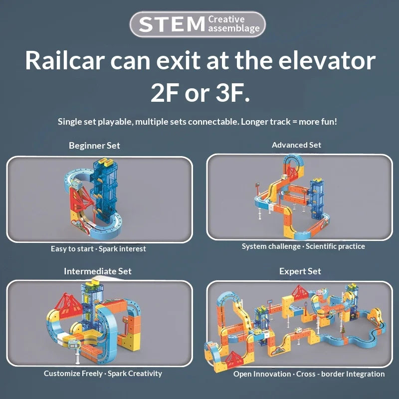 Lifting Style Magnetic Track Car Anti-Gravity Toy Assembly Lift Elevator DIY New Suspension Rail Train Educational Toys For Kids