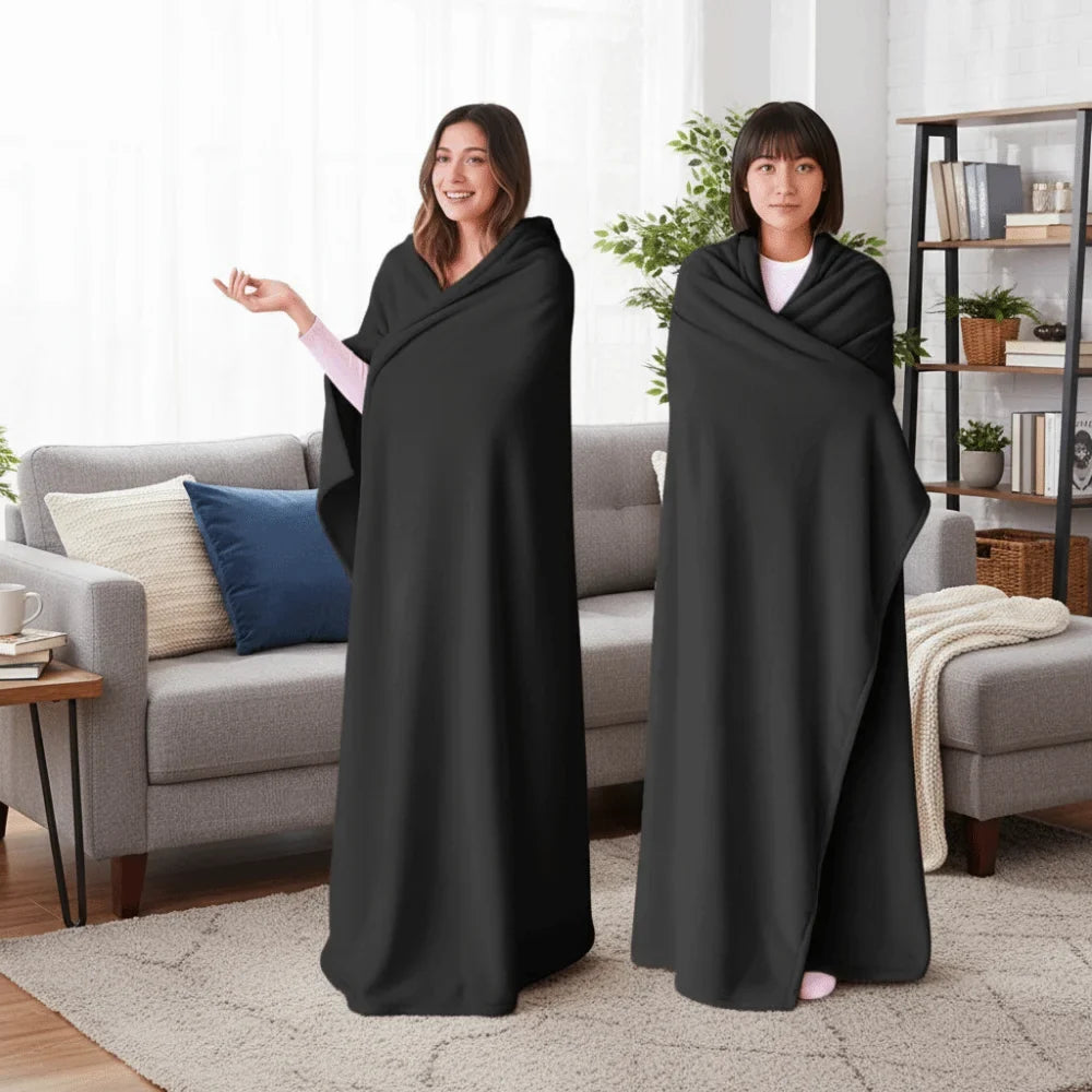 Cozy Flannel Winter Wearable Blanket Warm Sofa Throw Blanket Soft Thickened Leisure Blanket Winter