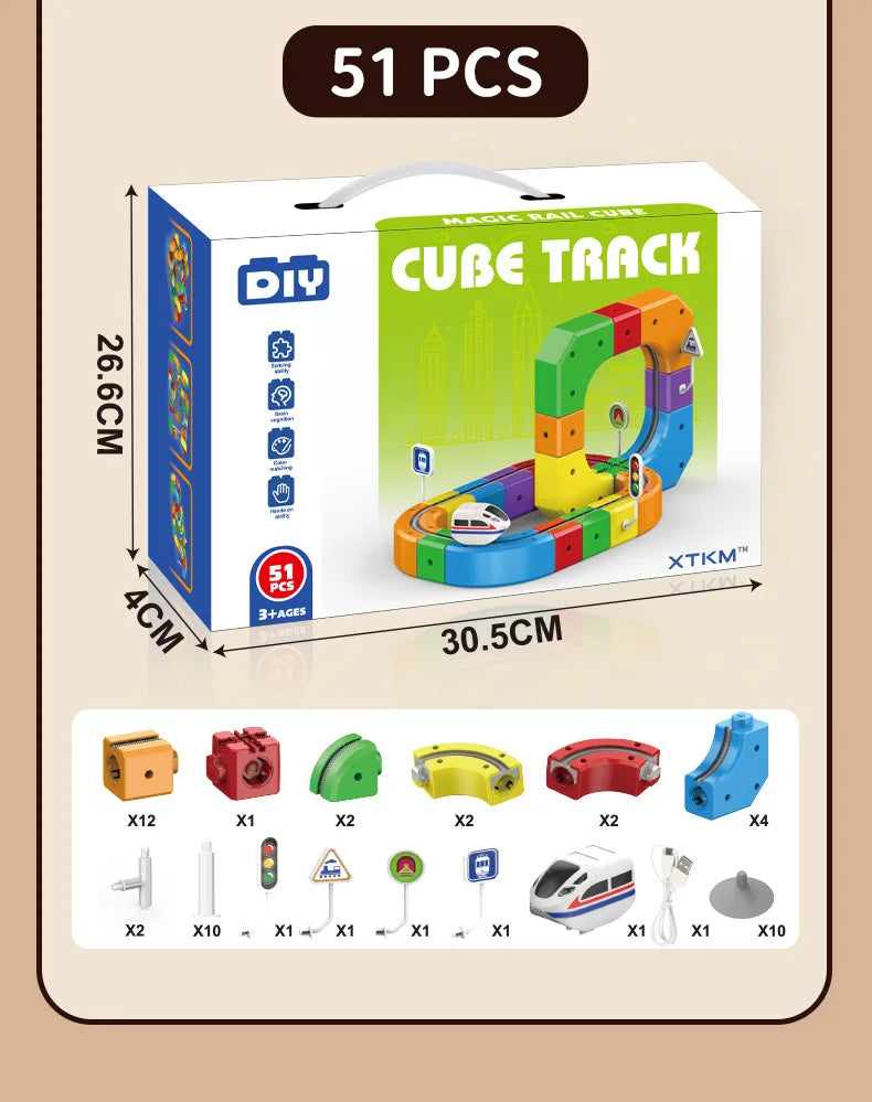 Children Magic Track Train Electric Assembled Building Blocks Magnetic Rail Car Maze Educational Toys for Kids Christmas Gifts