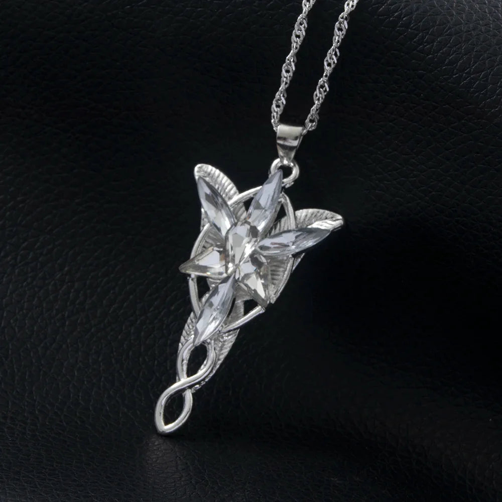 Movie The Lord Arwen Evenstar Necklace Elf Princess Arwen Twilight Star Crystal Pendant Necklaces for Women Choker Jewelry Gift
