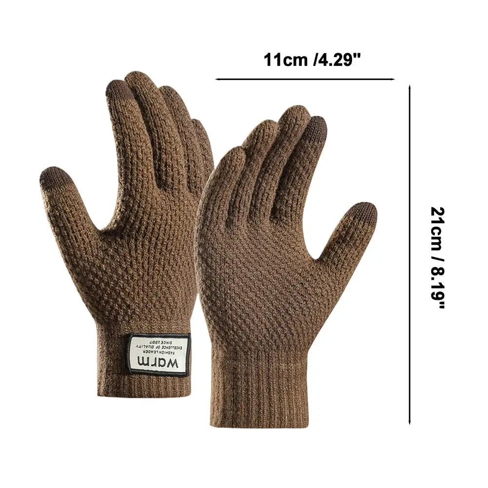 Thermal Winter Gloves For Men Thickened Warm Fleece Lined Anti-Slip Touch Screen Thermal Windproof Cycling Gloves