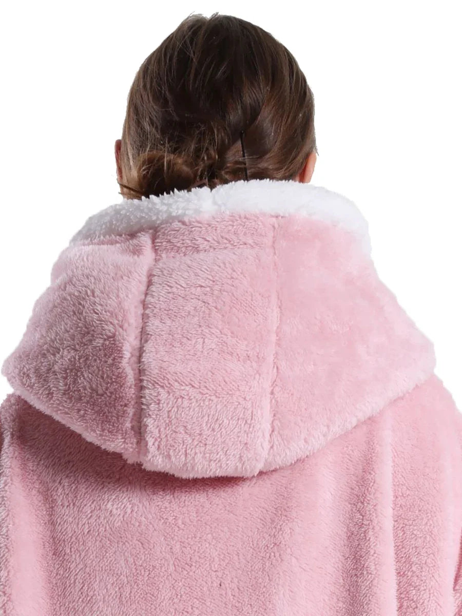 Women Plush Fleece Blanket Men Warm Thick Hoodies Adult Giant TV Blanlets with Sleeves Super Long Cold-proof Homewear Pajamas