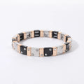 2026 New Black Gold Color Beaded Bangle for Women and Men Handmade Elastic hand Wrist Bracelets