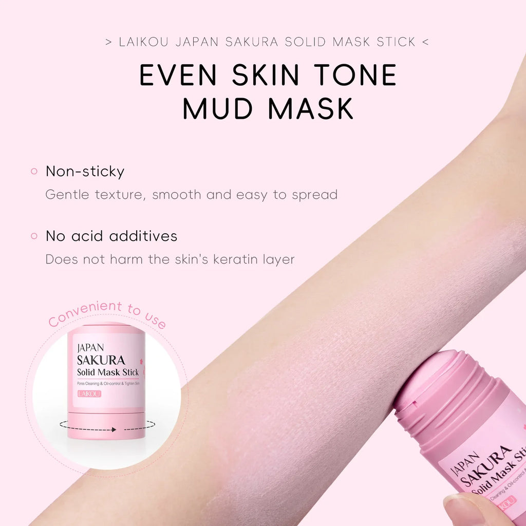 Sakura Solid Face Mask Stick Deep Cleaning Green Tea Facial Mask Reduces Blackhead Pores Oil Control Moisturizing Mud Mask 40g