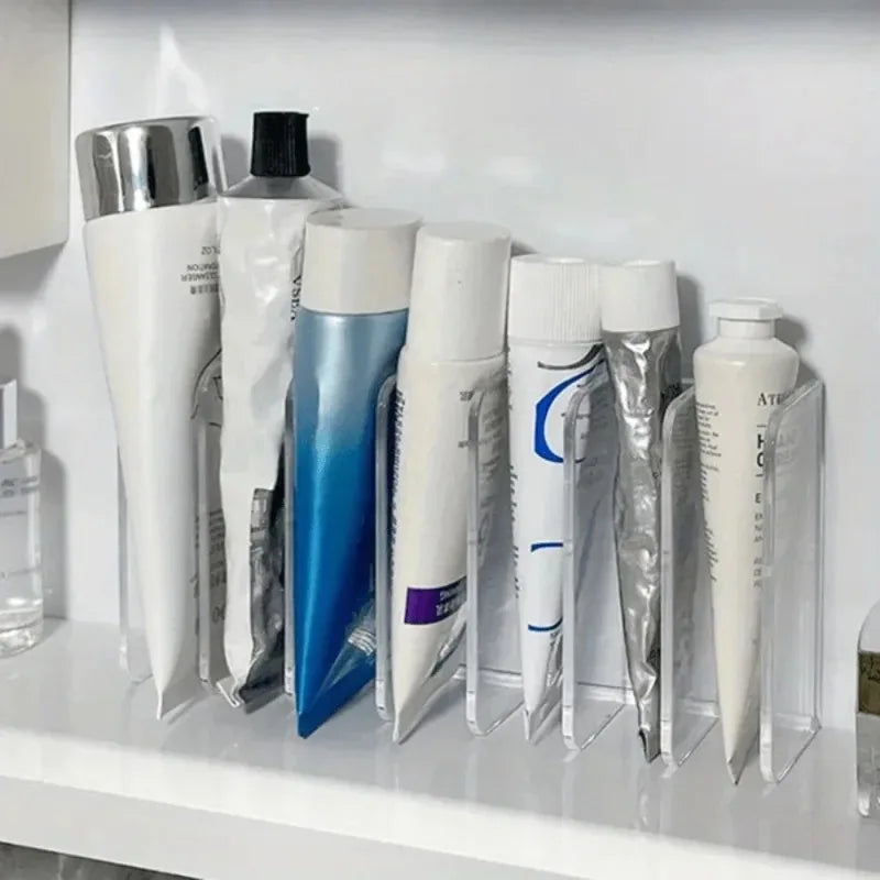 7-Slot Transparent Plastic Cosmetic Organizer Multi-Functional Makeup Holder for Home Office Bathroom Dressing Table Sorting