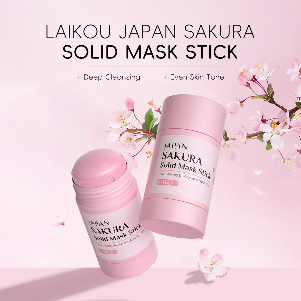 Sakura Solid Face Mask Stick Deep Cleaning Green Tea Facial Mask Reduces Blackhead Pores Oil Control Moisturizing Mud Mask 40g