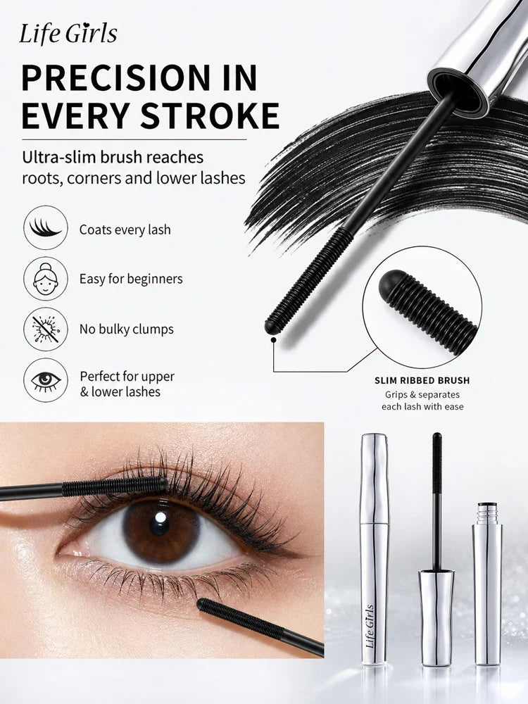 Life girls Waterproof Eyelash Primer Mascara, Lengthening Curling Lash Base, Smudge-Proof Long Lasting Black Brown Eye Makeup