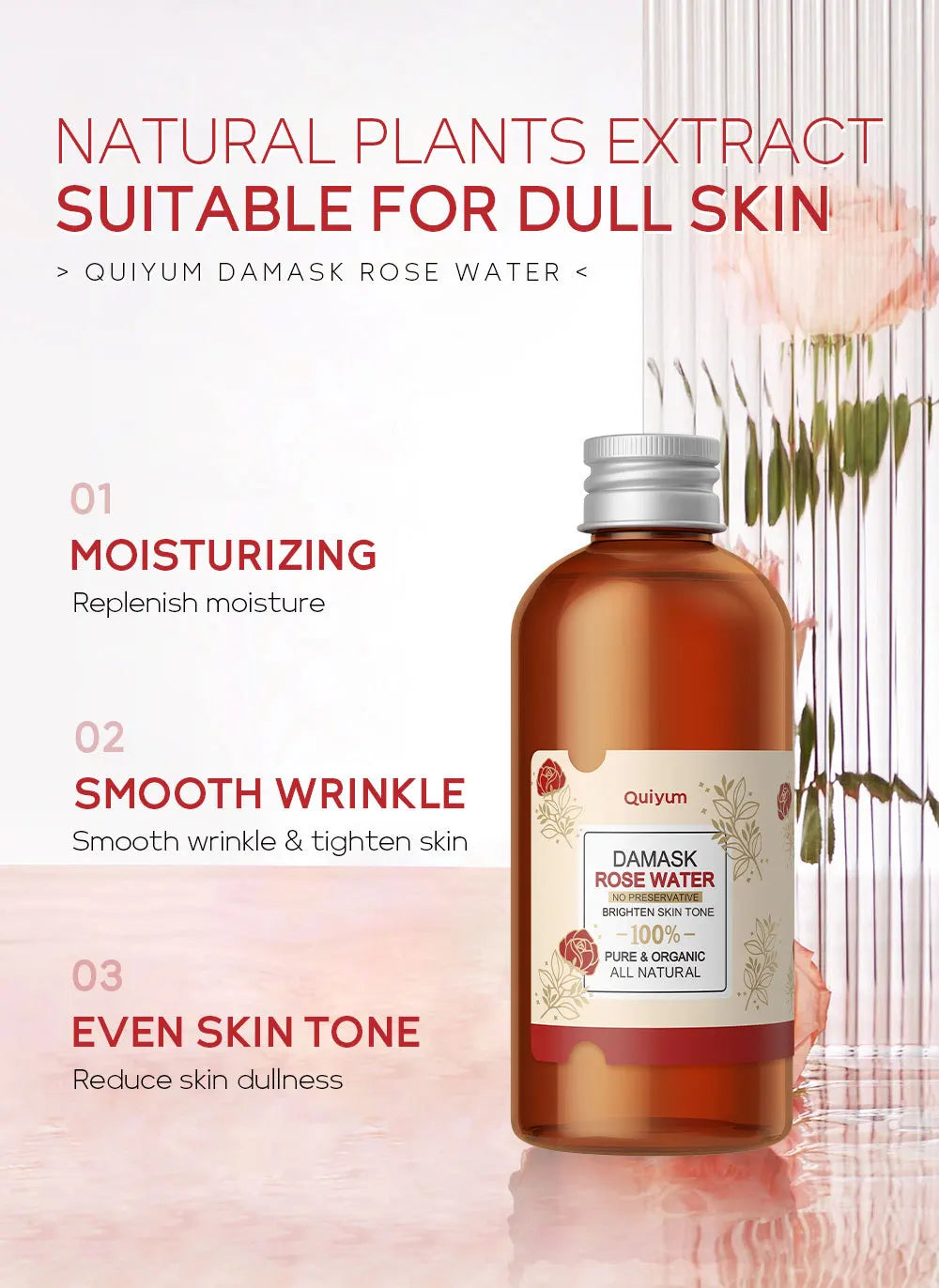 Face Care Rose Water Nourishing Skin Improve Dullness Anti Aging Facial Toner Damask Korean Skincare Products 100ml