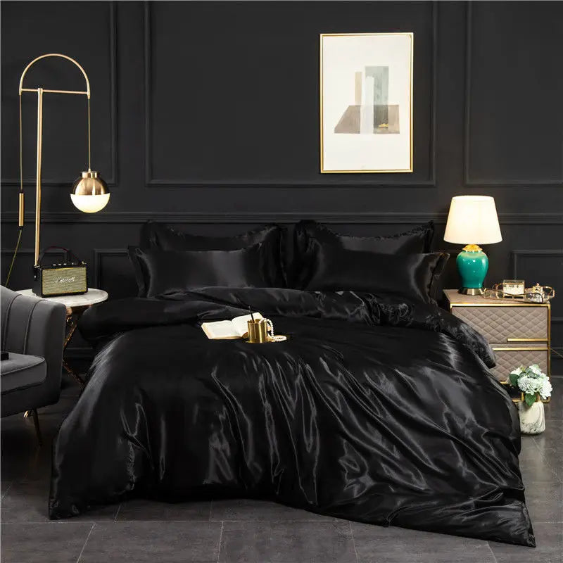 Luxury 100% Silk Bedding Set with Duvet Cover Set Double King Queen Size Bedding Cover Kit 4pcs Bed Cover Bed Linen Sets