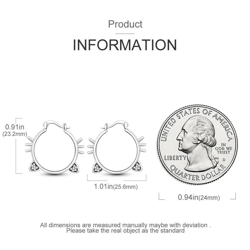 925 Sterling Silver Cute Lazy Cat Animal Pet Earrings Jewelry Hoop Earrings For Women Jewelry Birthday Party Fine Gifts
