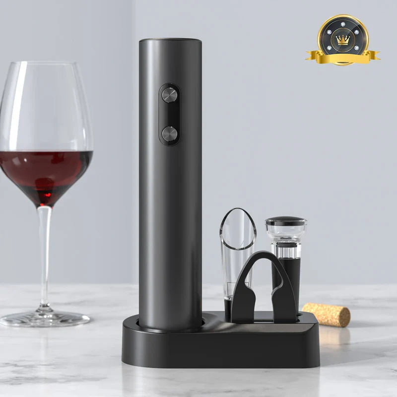 Electric Wine Opener Set Automatic Corkscrew with Aerator Pourer and Foil Cutter for Kitchen Bar Party Gifts