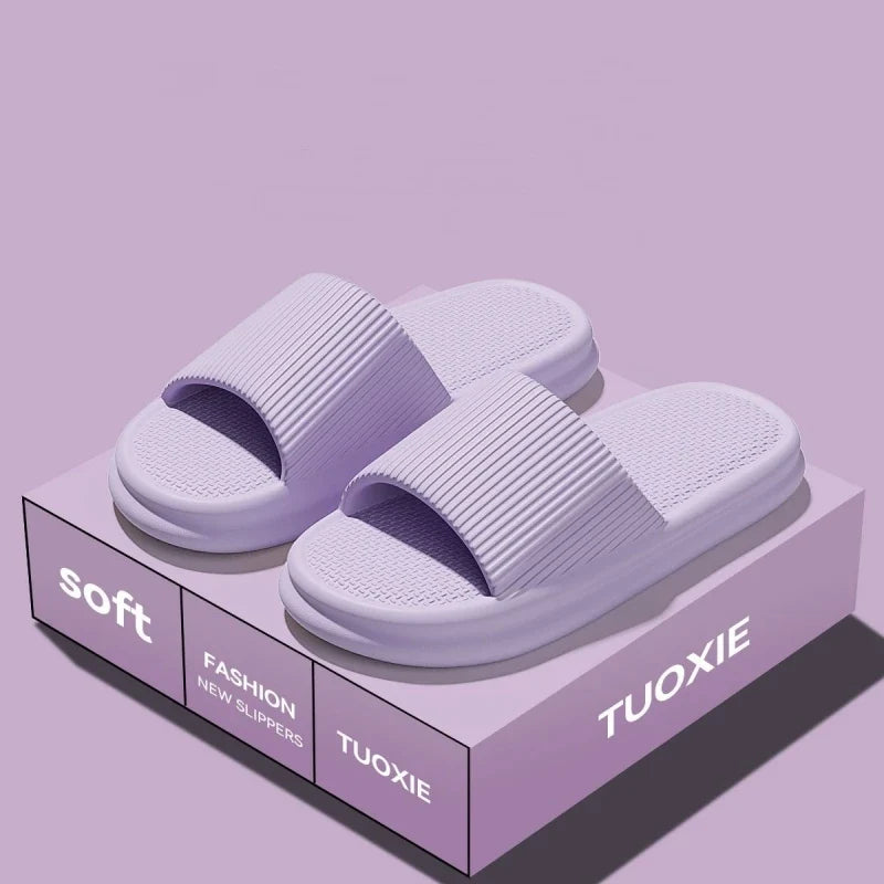 Women Summer Concise EVA Slippers Men Soft Home Slides Couples Bathroom Non-slip Sandals Adults Comfortable Outdoor Beach Shoes