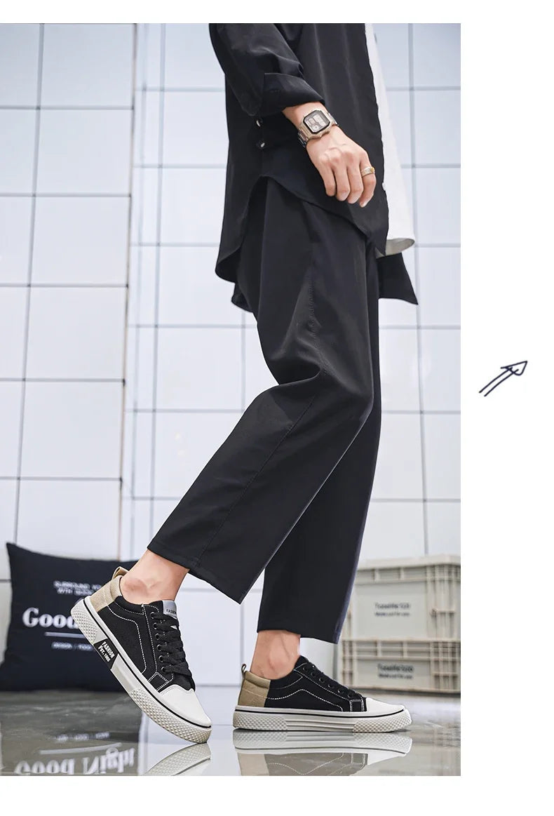 Canvas shoes four seasons men's casual shoes students flat shoes fashion soft-sole outdoor walking shoes youth Joker board shoes