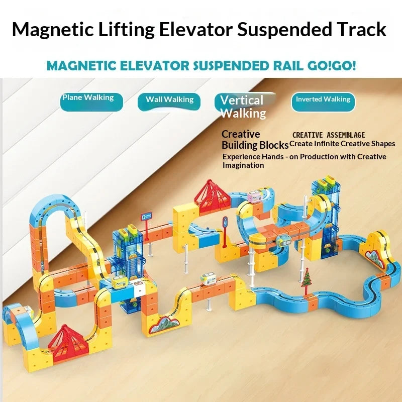 Lifting Style Magnetic Track Car Anti-Gravity Toy Assembly Lift Elevator DIY New Suspension Rail Train Educational Toys For Kids