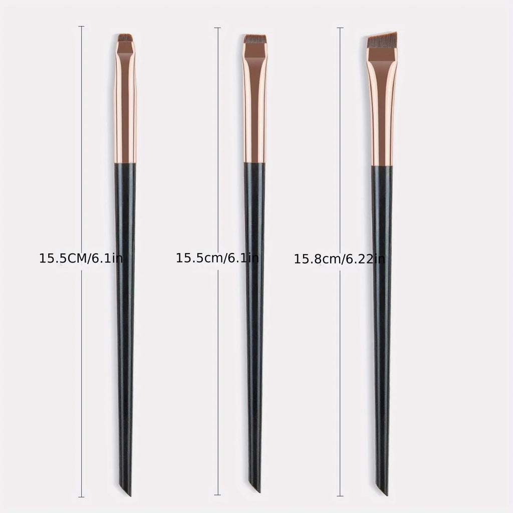 3pcs Professional Makeup Brush - Precision Eyebrow, Eyeliner, Powder Application - with Nylon Bristles - for Natural Definition