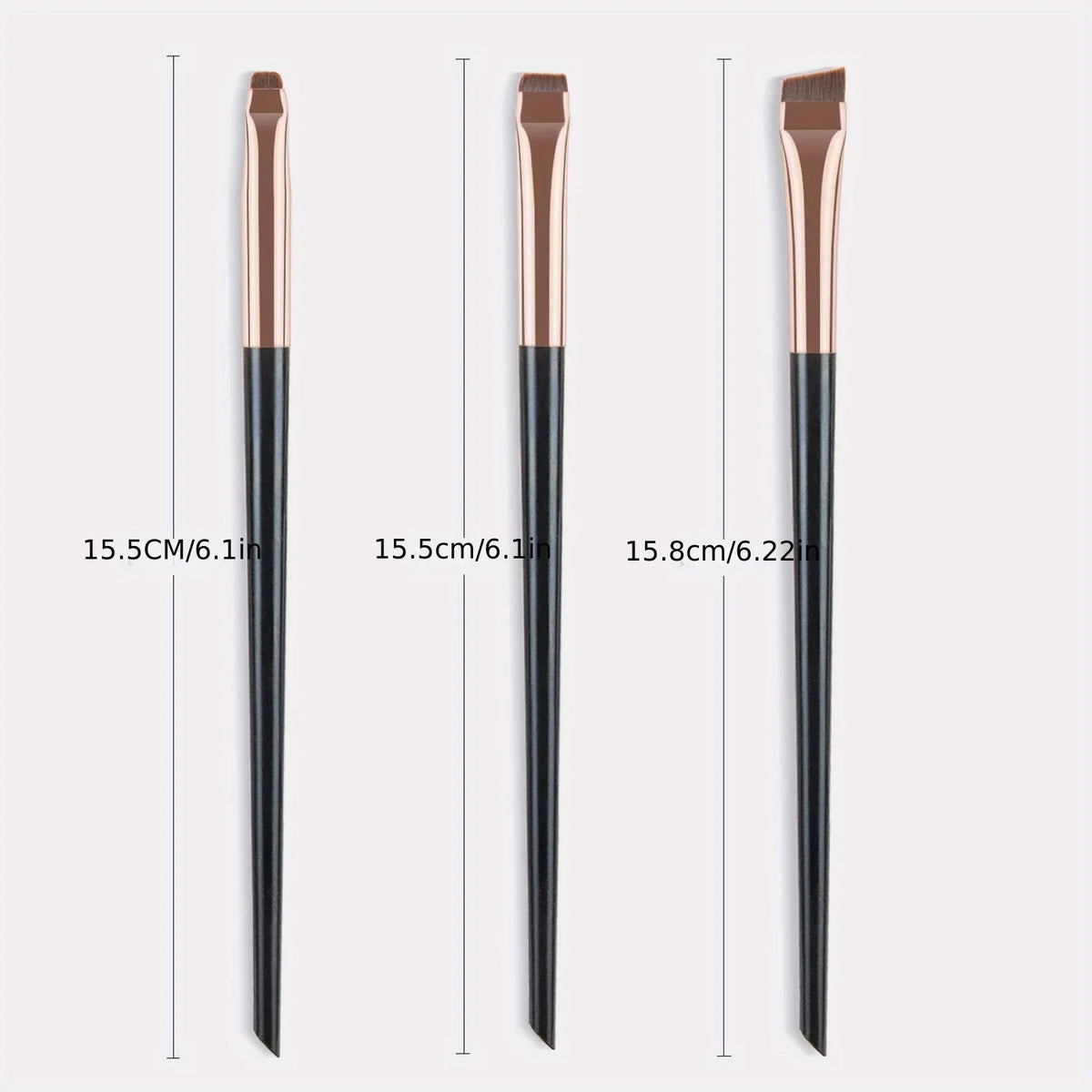 3pcs Professional Makeup Brush - Precision Eyebrow, Eyeliner, Powder Application - with Nylon Bristles - for Natural Definition