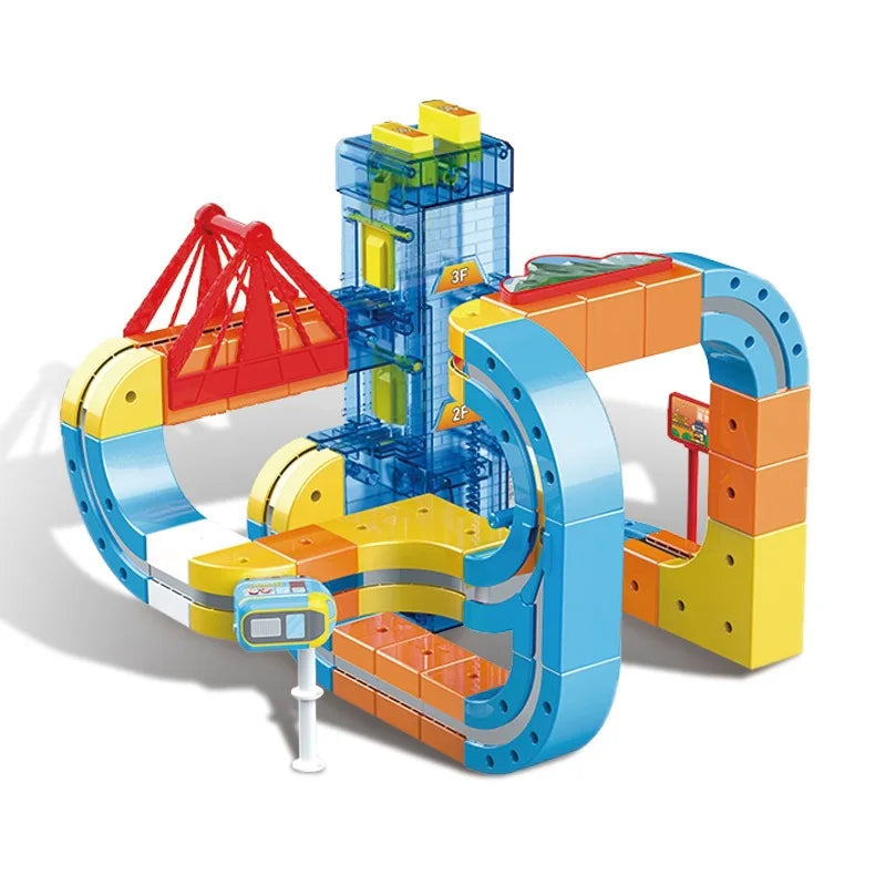 Lifting Style Magnetic Track Car Anti-Gravity Toy Assembly Lift Elevator DIY New Suspension Rail Train Educational Toys For Kids