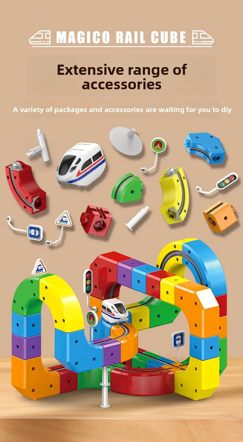 Children Magic Track Train Electric Assembled Building Blocks Magnetic Rail Car Maze Educational Toys for Kids Christmas Gifts
